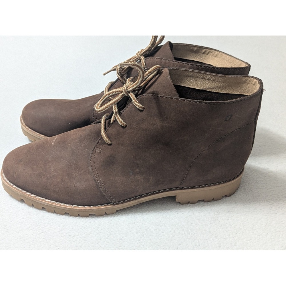 Etienne Aigner Women Boots 8.5 Leather Ankle Lace Up Kitty Brown Classic Preppy
